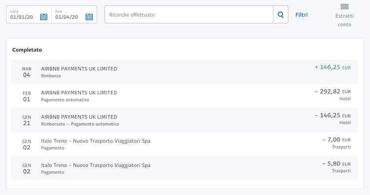 paypal estratto conto