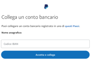 collegare conto bancario a paypal