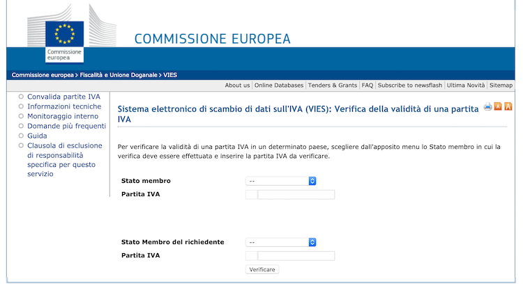 verifica partita iva comunitaria