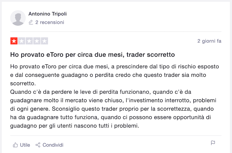 etoro recensioni negative