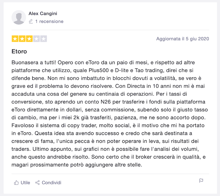 etoro testimonianze trustpilot