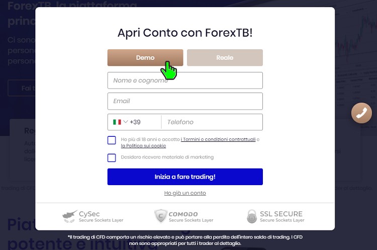 forextb login