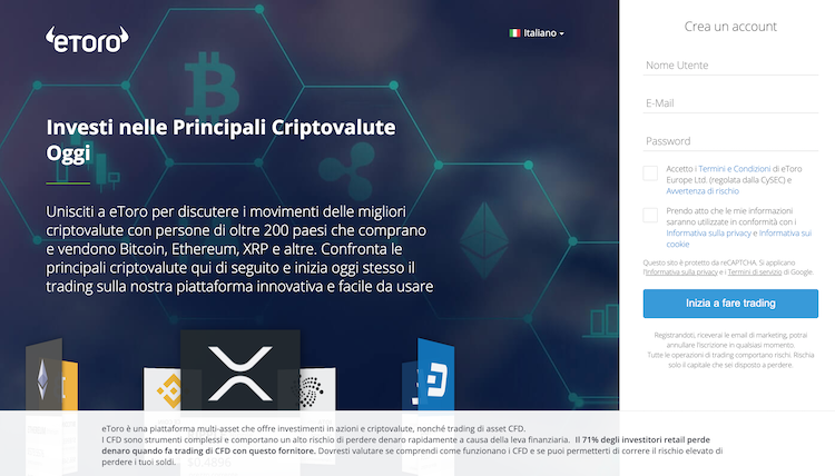 creare un conto bitcoin