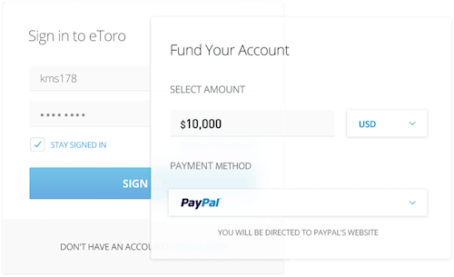 eToro PayPal deposito