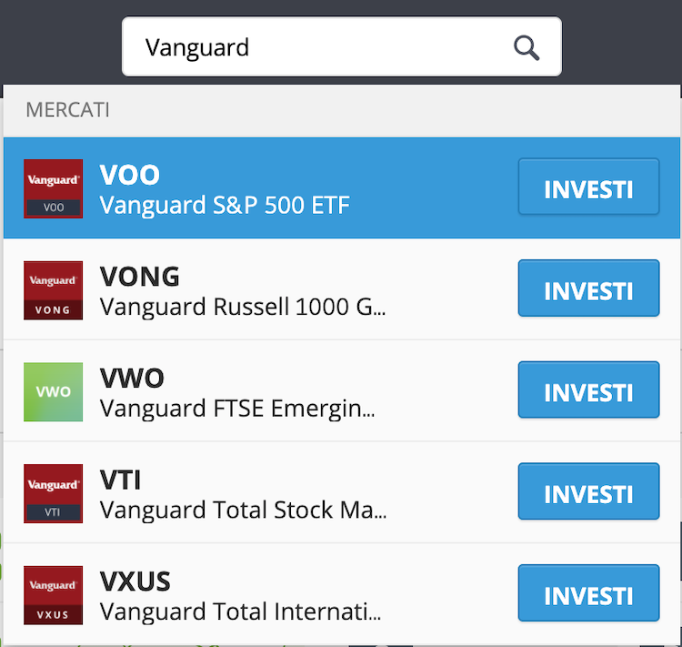 vanguard etf etoro