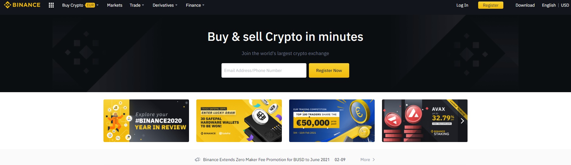 binance homepage