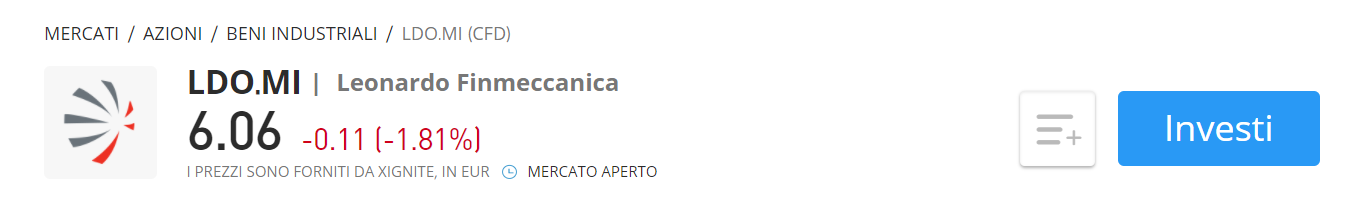 eToro CFD Leonardo Finmeccanica