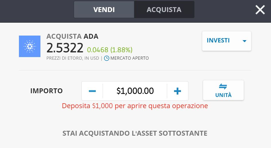 eToro Cardano