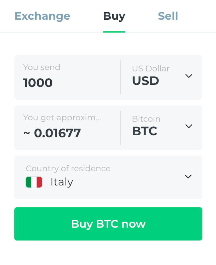 changelly costi bitcoin