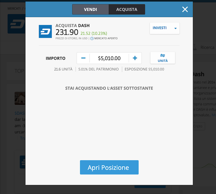 comprare dash etoro