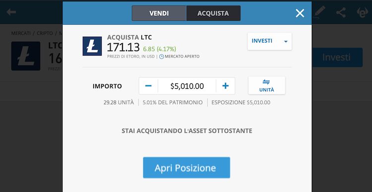 comprare litecoin etoro