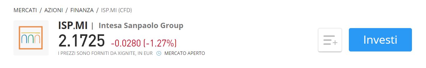 eToro CFD Intesa Sanpaolo