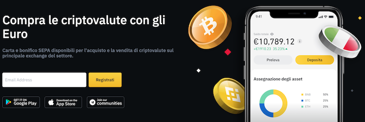 binance conto bitcoin