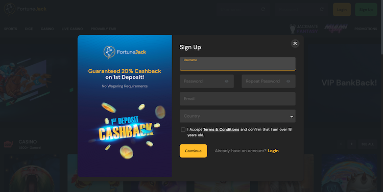 fortunejack login