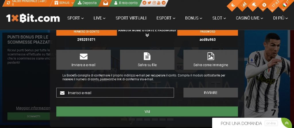 1xbit registrazione sito di scommesse bitcoin