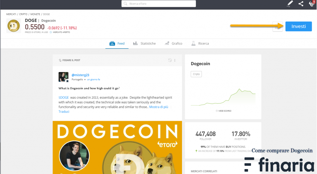 comprare dogecoin etoro