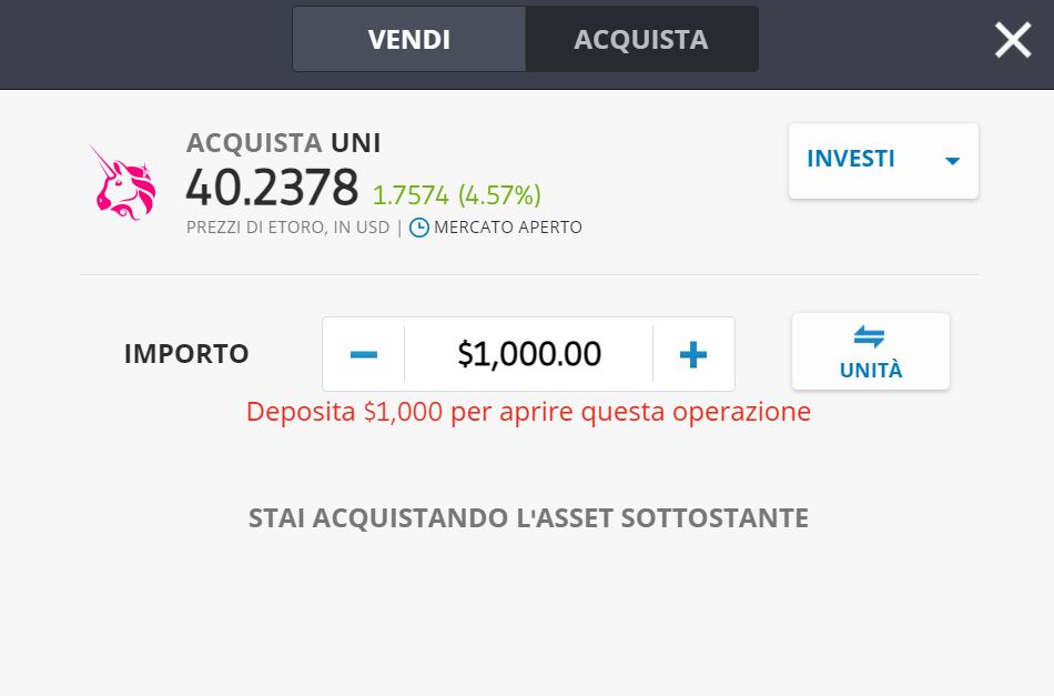 Uniswap su eToro