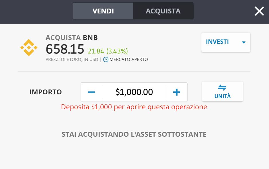 eToro Binance Coin