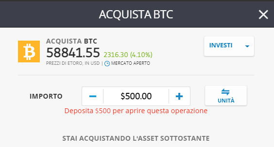 comprare bitcoin etoro