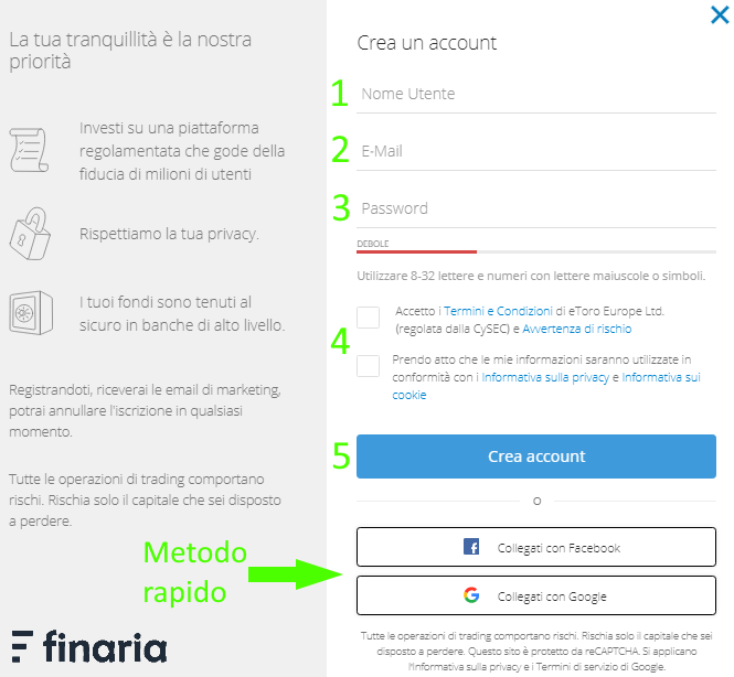 eToro registrazione