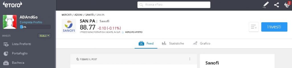 eToro azioni Sanofi