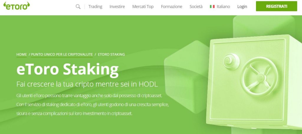 Staking criptovalute su eToro