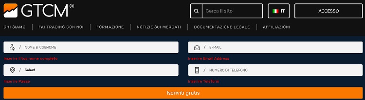 GTCM come registrarsi