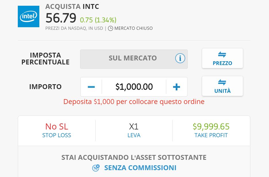 eToro azioni Intel