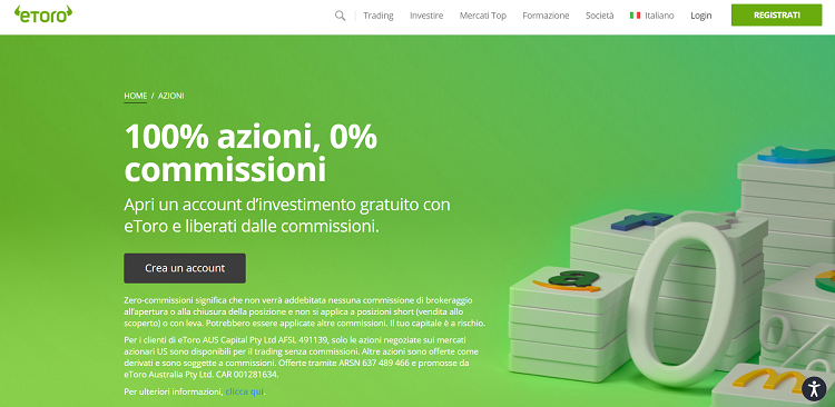etoro azioni 0 commissioni
