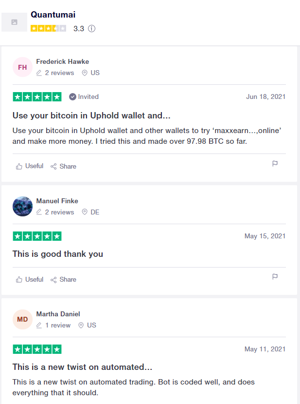 valutazioni di Quantum AI su trustpilot