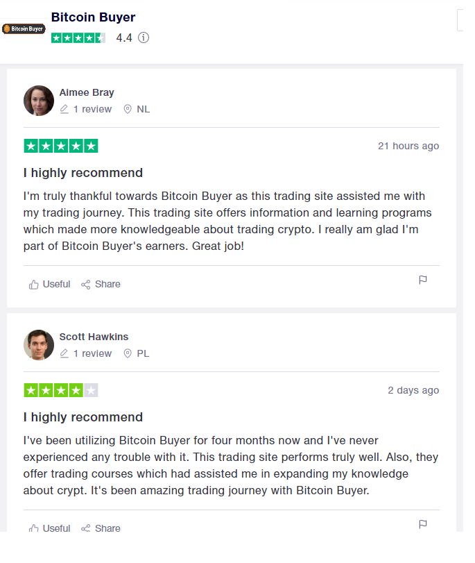 opinioni su Bitcoin Buyer di TrustPilot