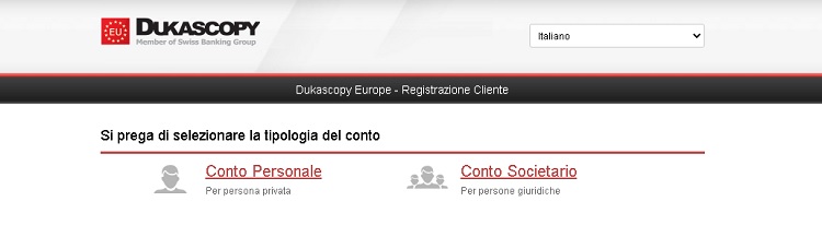 Dukascopy conto come registrarsi