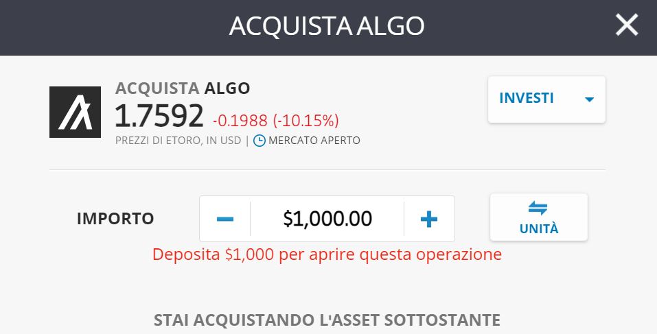 eToro Algorand