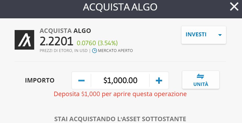 eToro Algorand