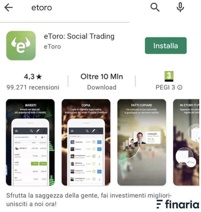 etoro app sul Playstore