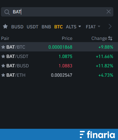 comprare bat - binance