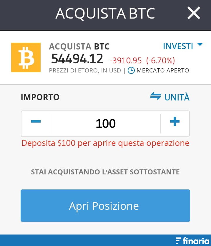 App per comprare Bitcoin etoro acquista