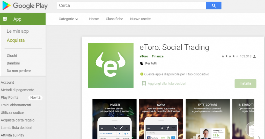 App per comprare Bitcoin etoro playstore