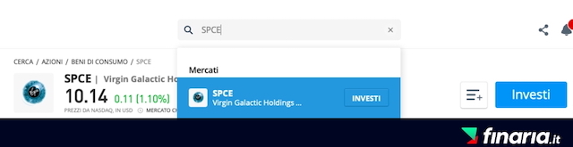 Comprare azioni Virgin Galactic - etoro
