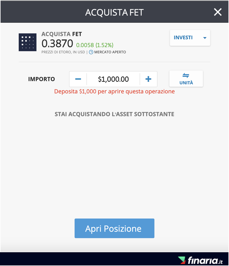 Comprare Fetch.ai - etoro