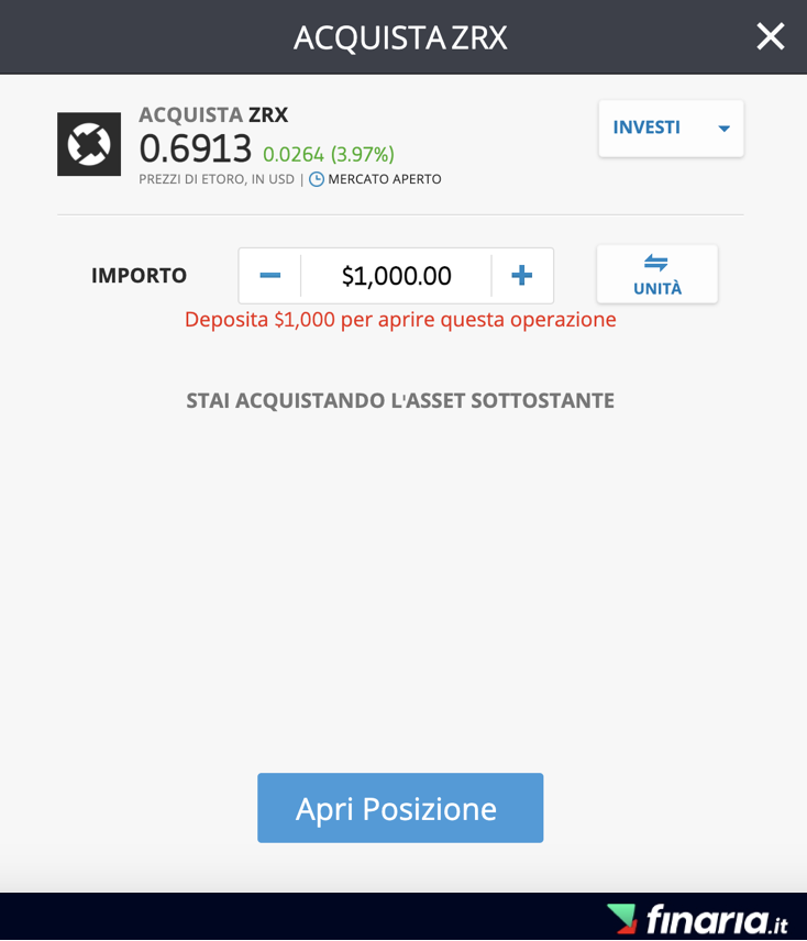 Comprare 0x - etoro