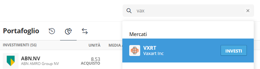 Comprare Azioni Vaxart - etoro