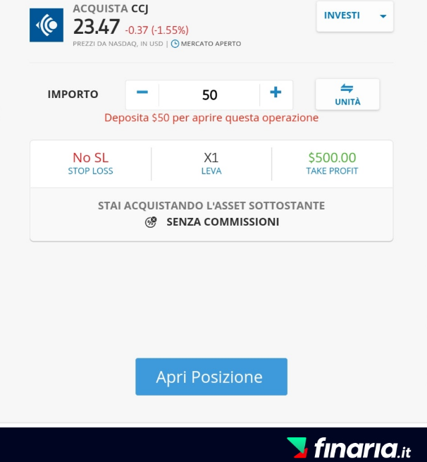 Azioni Uranio etoro