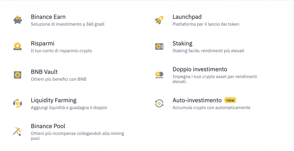 conto deposito criptovalute - binance