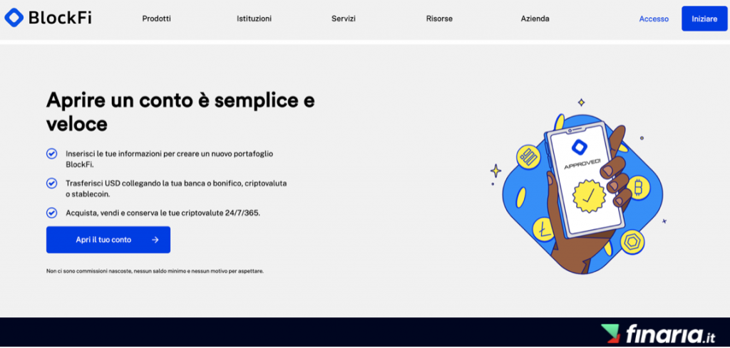 Recensione BlockFi - conto