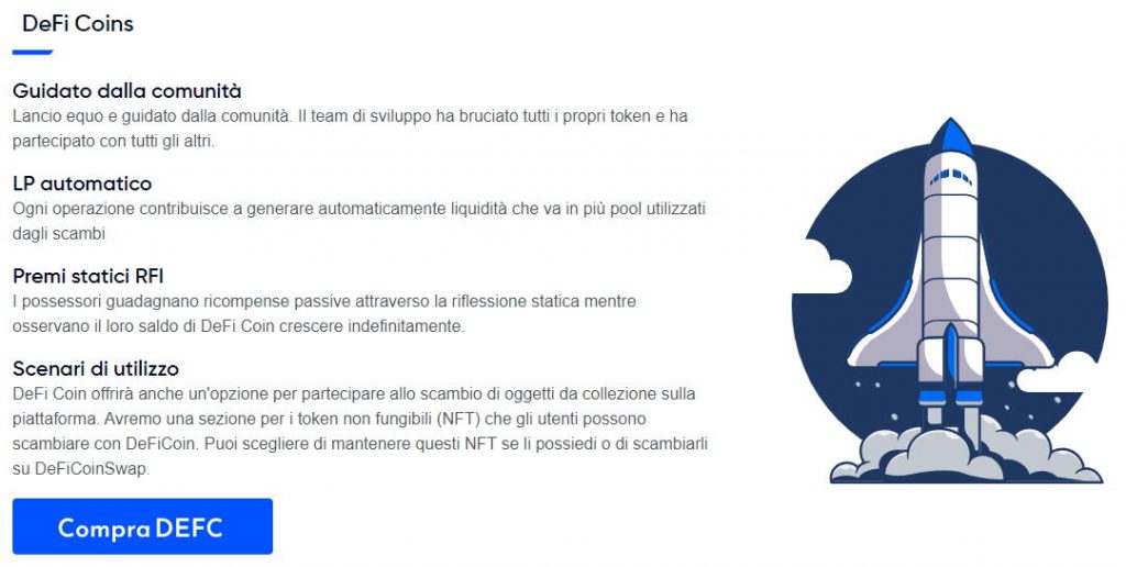 DeFi Coins caratteristiche