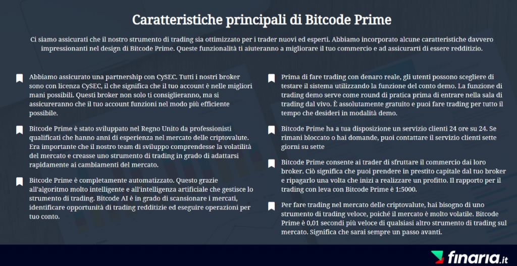 Bitcode Prime caratteristiche