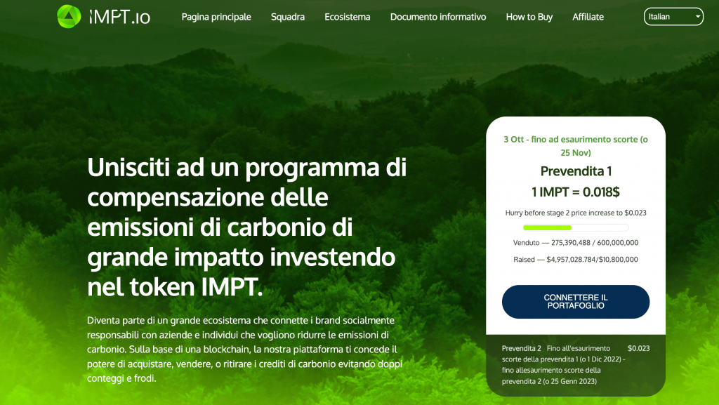 IMPT, la homepage della criptovaluta che esploderà più ecologica dell'anno