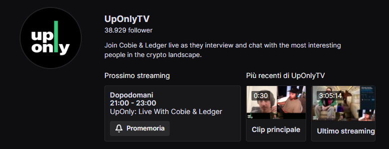 Migliori canali Twitch crypto - uponly