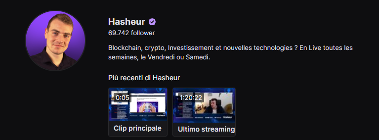 Migliori canali Twitch crypto - hasheur